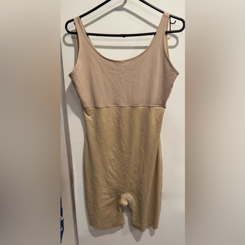SPANX Hide & Sleek Slip suit Shapewear Nude Mid thigh smoother compression sleek